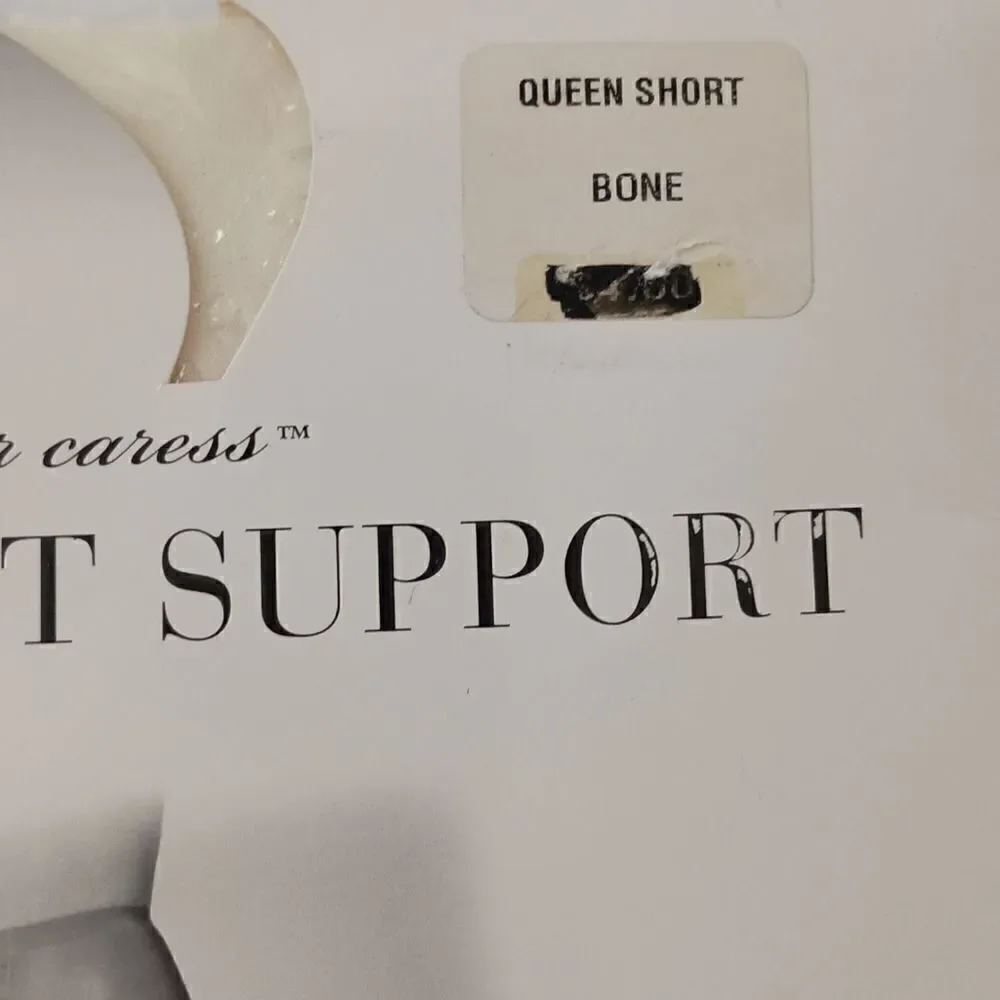 JCPenney Sheer Caress Pantyhose Stockings Sheerest Support Queen Short Bone NEW.
